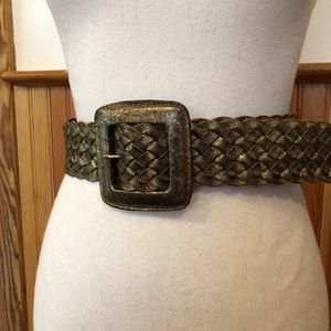 CHICO’s Antique Gold Leather Belt, SMALL